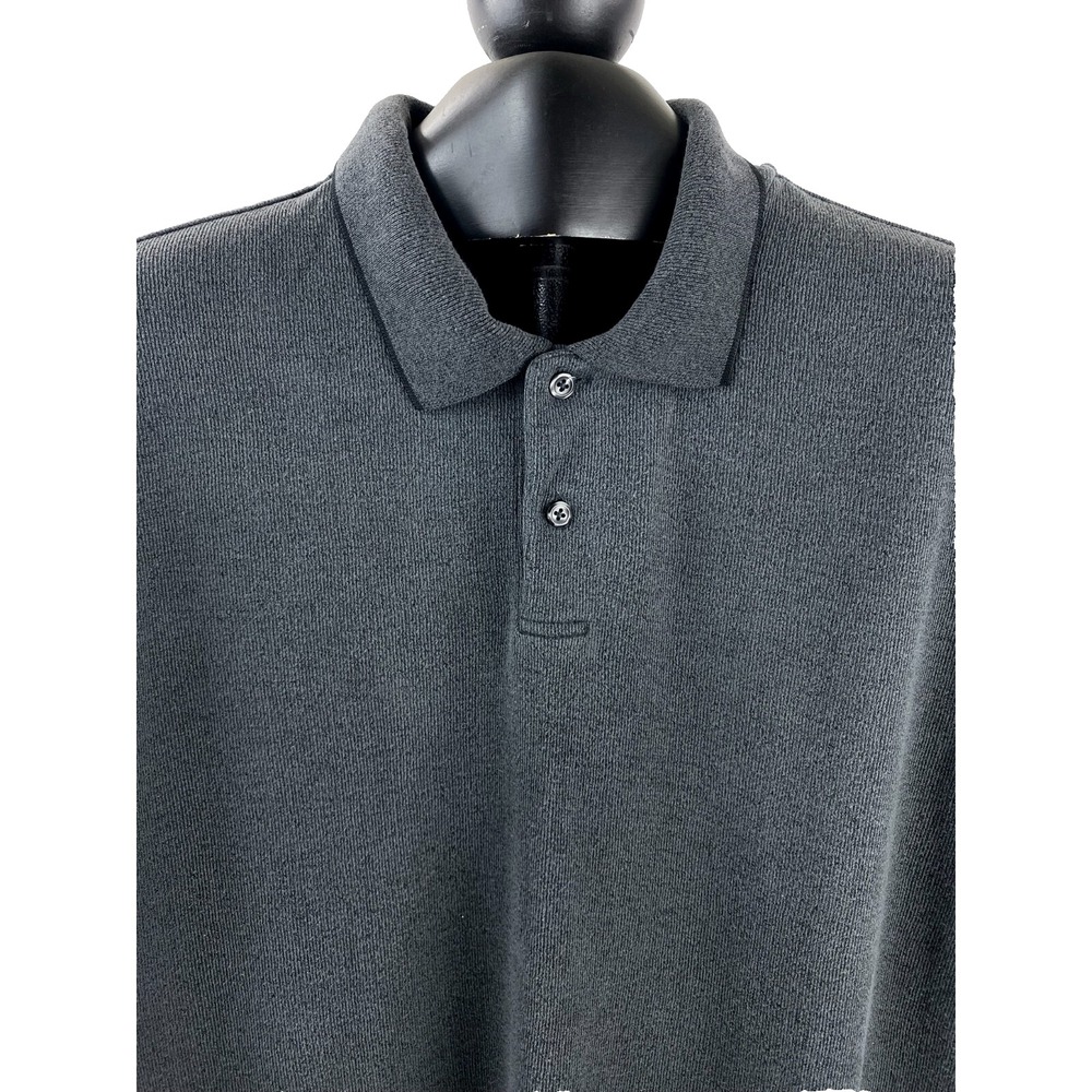 Perry Ellis Short Sleeve Polo Shirt Men's L Rayon Blend Gray Knit Thick Fabric